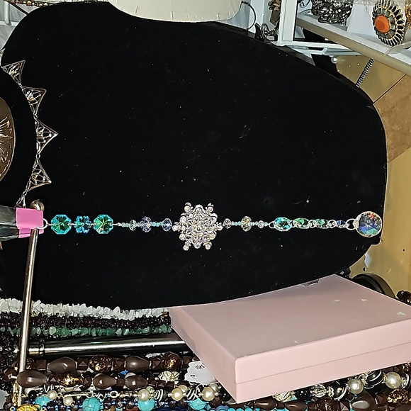 Handmade snowflake glass and AB crystal suncatcher - Picture 1 of 5